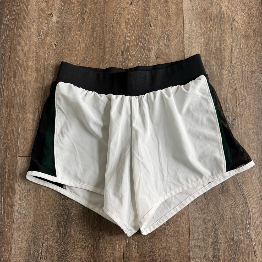 Varsity Shorts White w/ green shorts Women’s size small